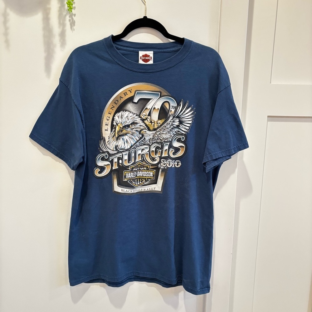 Harley-Davidson Black Hills Rally Sturgis 70th Anniversary 2010 Blue Graphic L